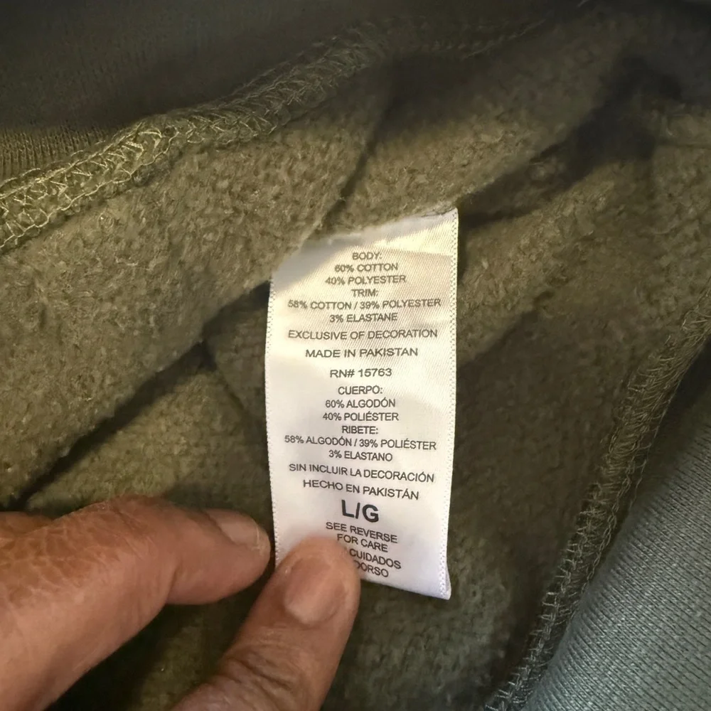 Champion Script Sleeve Hoodie Olive Green Pullover Sweatshirt Size L Streetwear - Picture 6 of 7